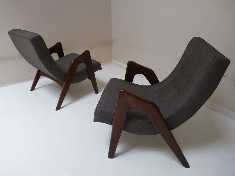 American Pair of Lounge Chairs by Adrian Pearsall for Craft Associates