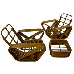 Paul Frankl Style Lounge Chairs and Ottoman 5