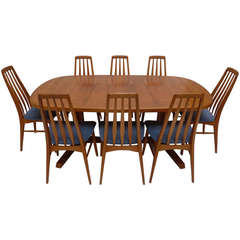 Danish Modern Dining Set with Eight Eva Chairs by Niels Kofoed in Teak