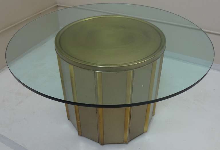 Mastercraft Table Base in Brushed Bronze and Antiqued Brass In Fair Condition In San Diego, CA