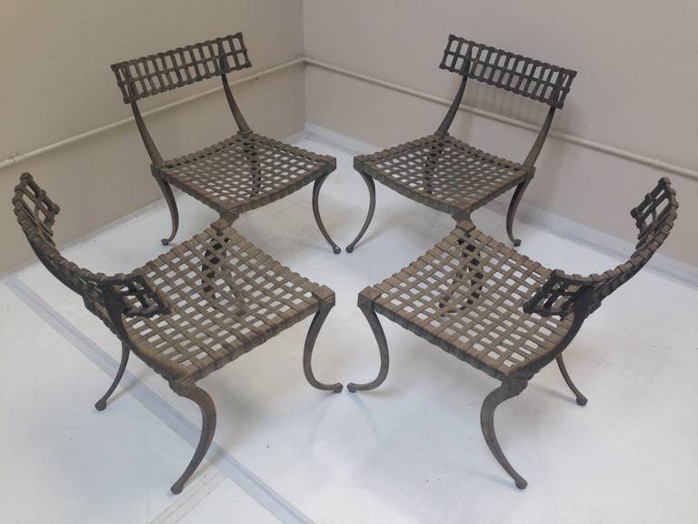 Mid-20th Century Set of 4 Klismos Chairs in Aluminum by Thinline