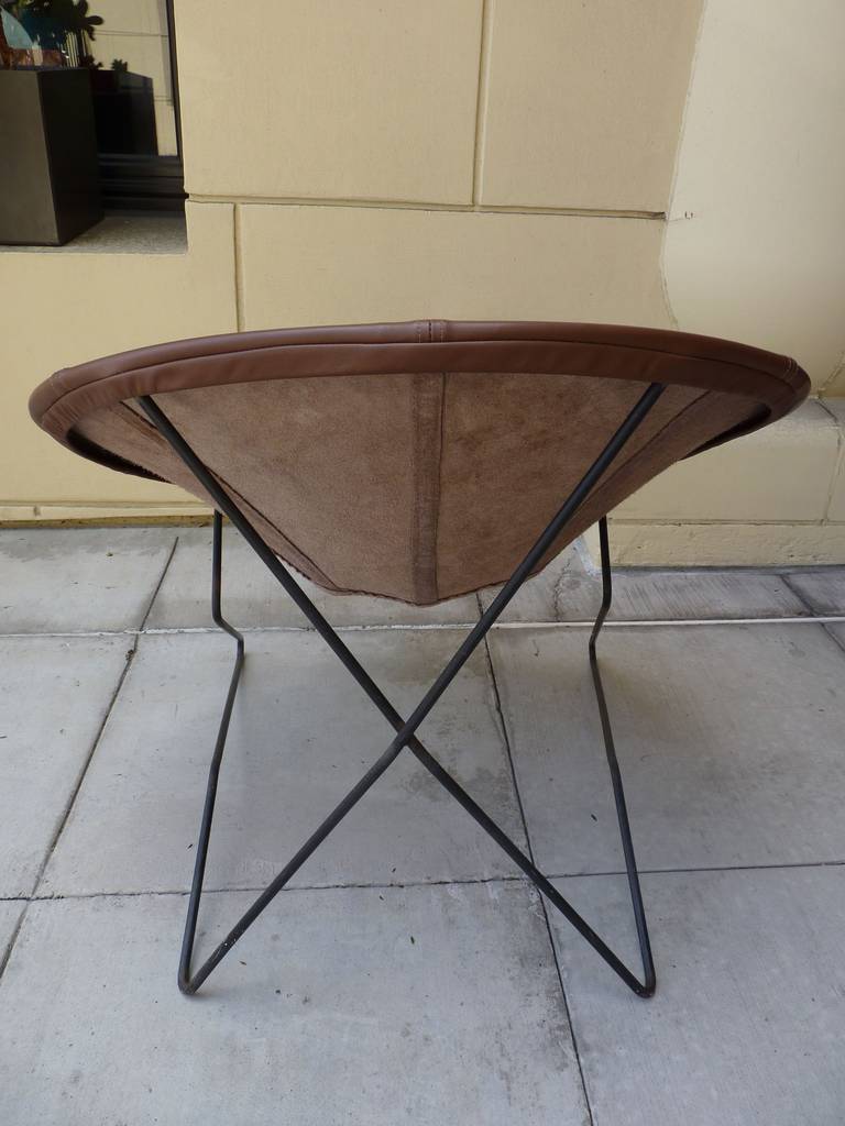 Leather California Modern Hoop Lounge Chair in Iron
