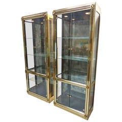 Pair of Brass Clad Mastercraft Vitrines Pair of Brass Clad Mastercraft Vitrines