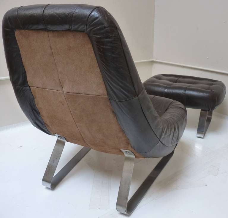 Leather Earth Chair and Ottoman by Percival Lafer c.1970