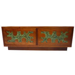 Custom Mosaic Walnut Cabinet for Record Storage c.1960
s