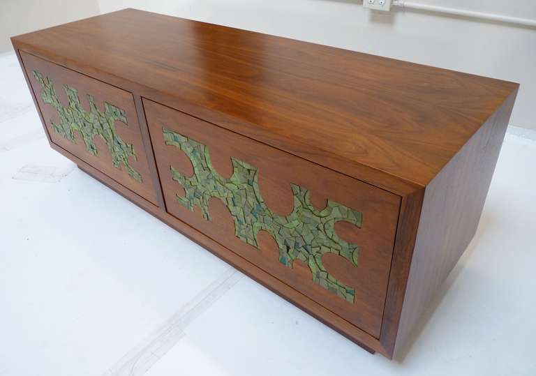 Custom Mosaic Walnut Cabinet for Record Storage c.1960's