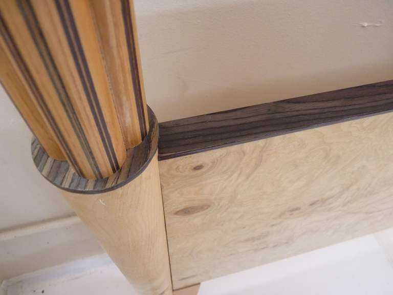 Outstanding Mirrored Canopy Bed in Burl and Zebra Wood In Excellent Condition In San Diego, CA