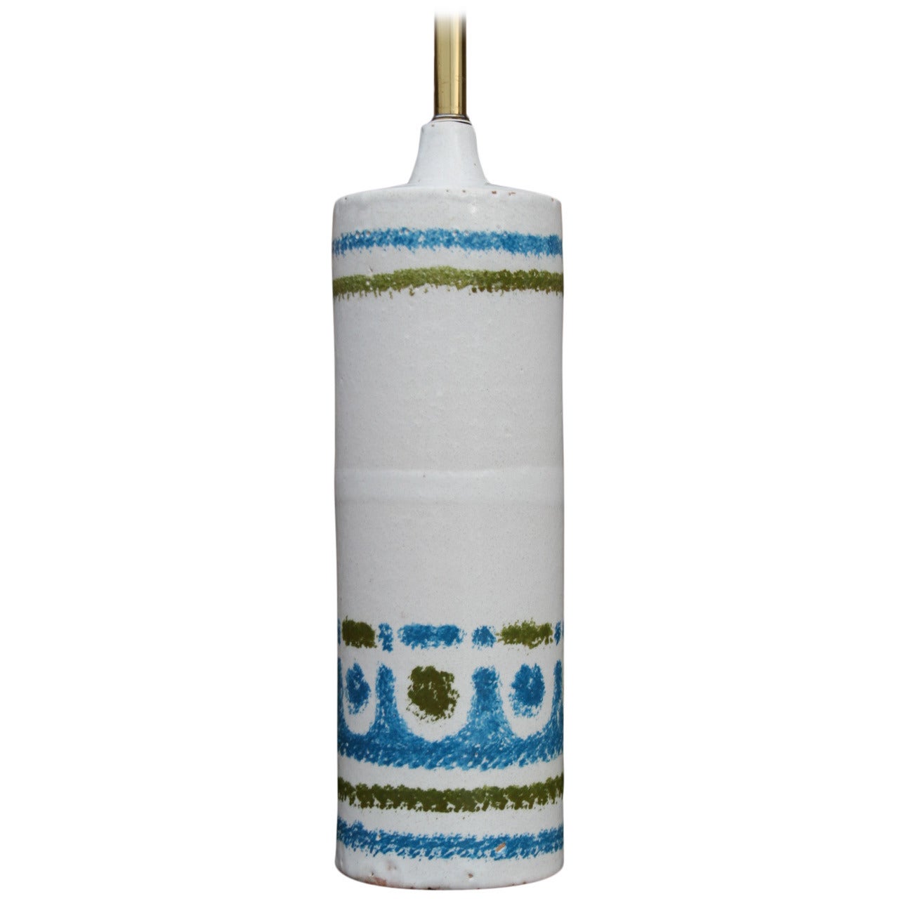 A Cylindrical Italian Ceramic Table Lamp For Sale