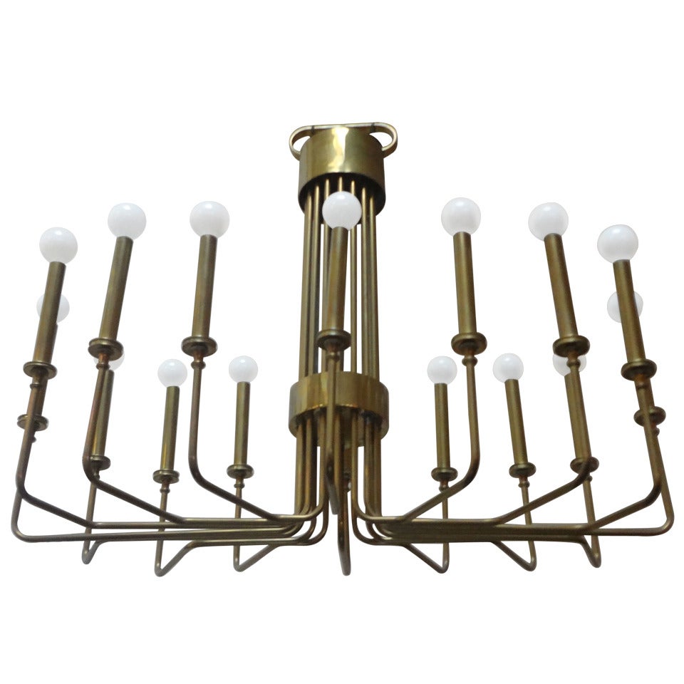 Brass 16-Arm Chandelier by Hart Associates