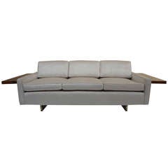 Vladimir Kagan Sofa with Floating Rosewood Tables and Lucite Legs