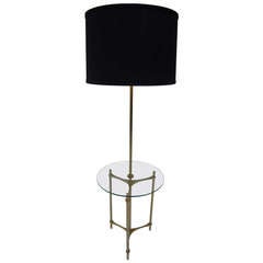 Brass Floor Lamp with Table by Laurel