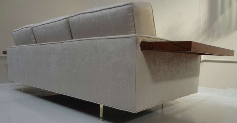 Vladimir Kagan Sofa with Floating Rosewood Tables and Lucite Legs 2