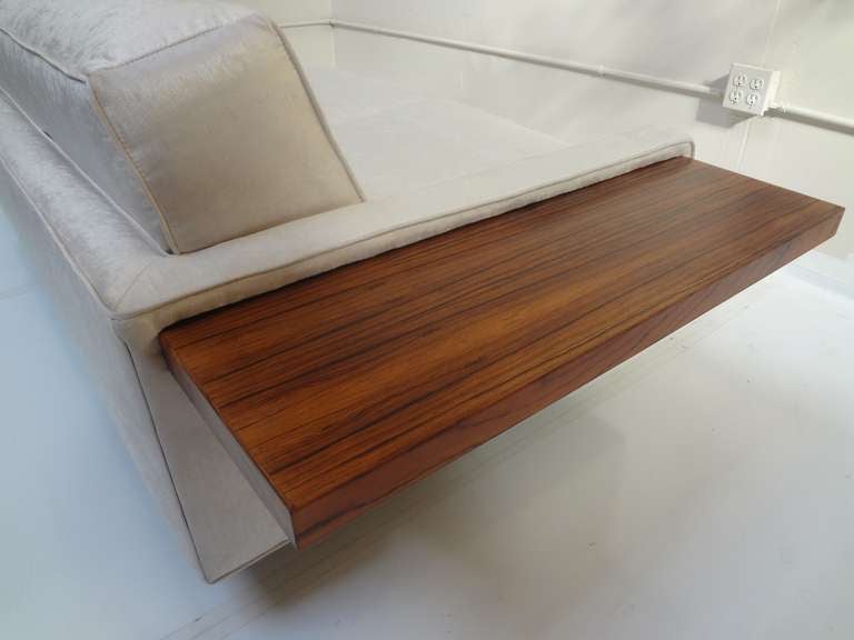 American Vladimir Kagan Sofa with Floating Rosewood Tables and Lucite Legs