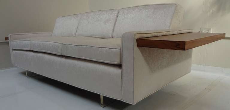 Late 20th Century Vladimir Kagan Sofa with Floating Rosewood Tables and Lucite Legs