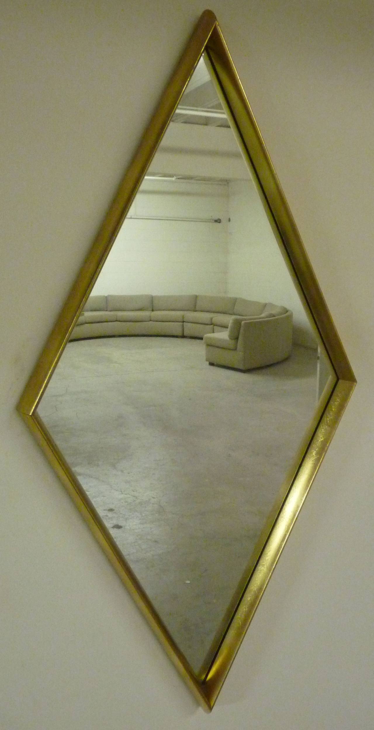 Modern gold-leaf diamond mirror by La Barge, circa 1950s.