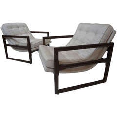 Pair of Cube Lounge Chairs by Milo Baughman for Thayer Coggin