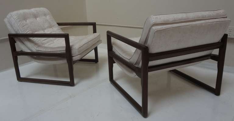 Pair of Cube Lounge Chairs by Milo Baughman for Thayer Coggin 1