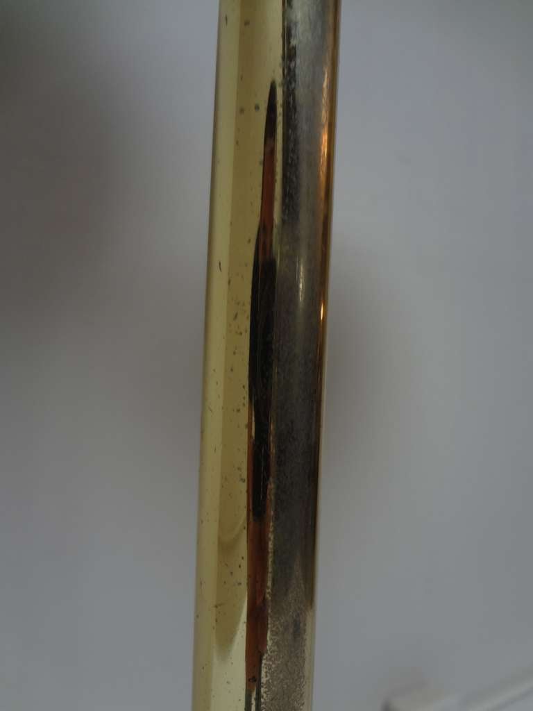 French Dual Torchiere in Brass with Travertine Base Circa 1960's 1