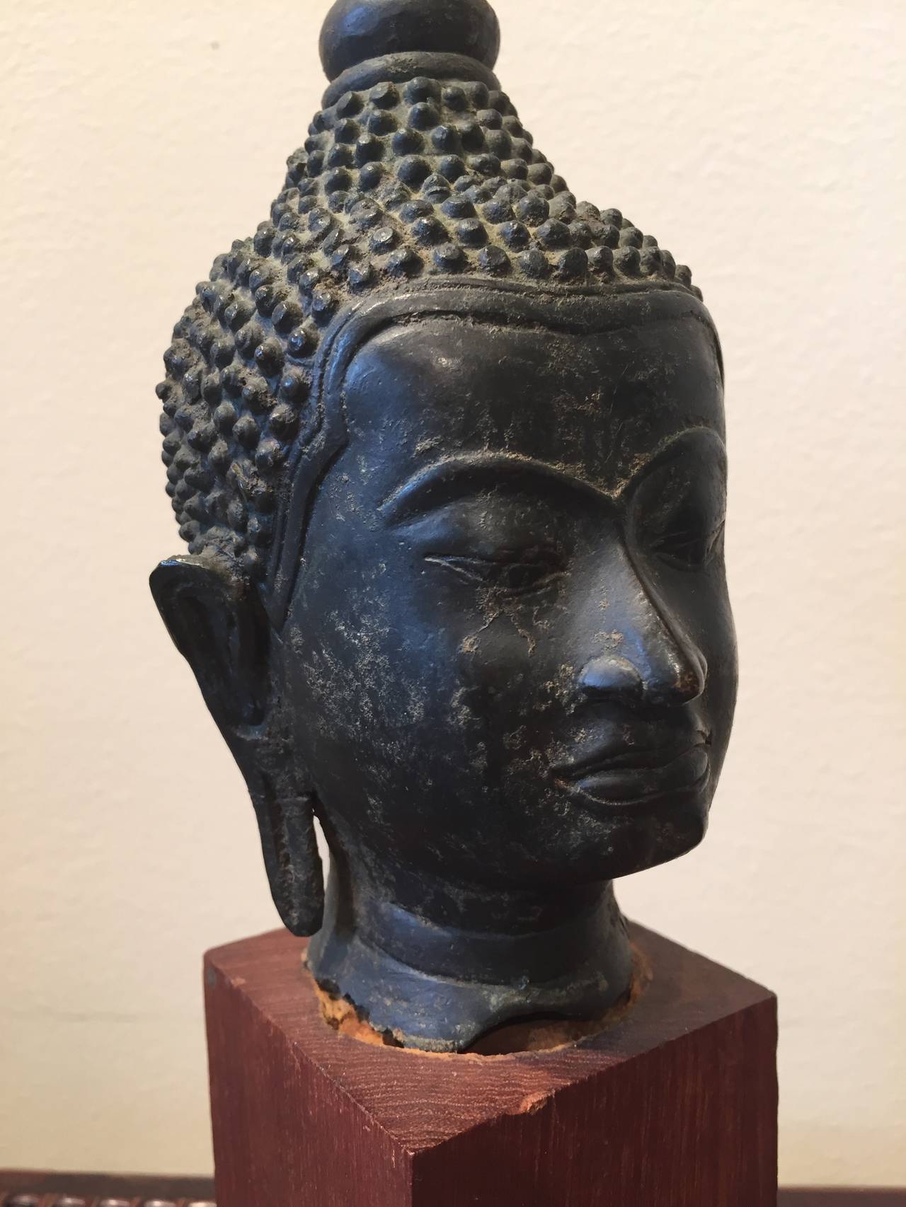 Thai Small Bronze Buddha Head