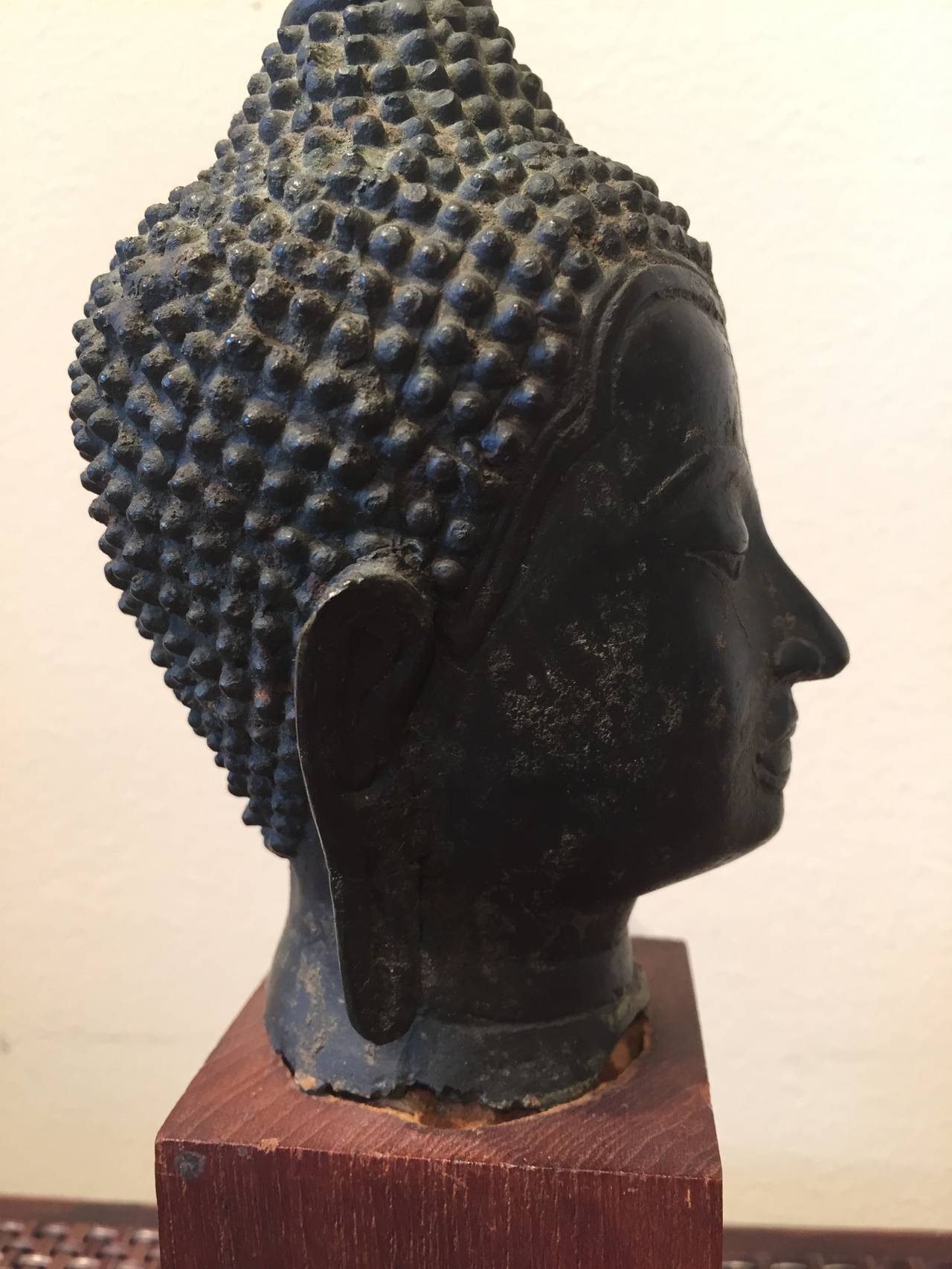 20th Century Small Bronze Buddha Head