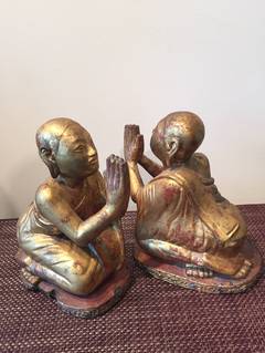 Pair of Burmese Praying Monks