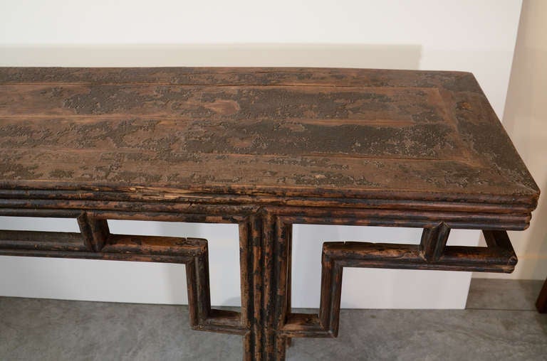 Elm Early 19th Century Chinese Worn Lacquer Console