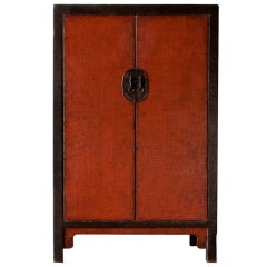 19th Century Chinese Red and Black Lacquer Cabinet