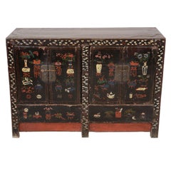 Antique Early 19th Century Chinese Painted Double Cabinet