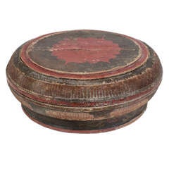 Antique 19th Century Chinese Bamboo And Lacquer Food Box