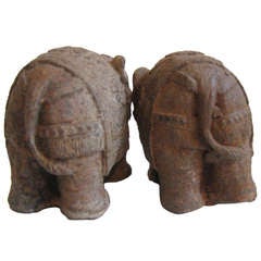 Pair of Antique Cast Iron Elephants