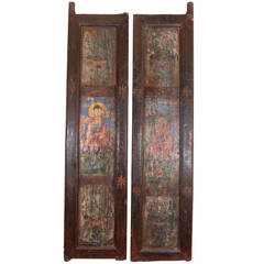 Pair Of Tibetan Painted Doors 5