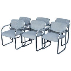 Set of Six Steelcase Dining Chairs In Dove Gray