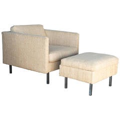 Danish Lounge or Club Chair and Ottoman by Komfort
