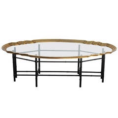 Vintage Brass and Glass Tray Coffee Table