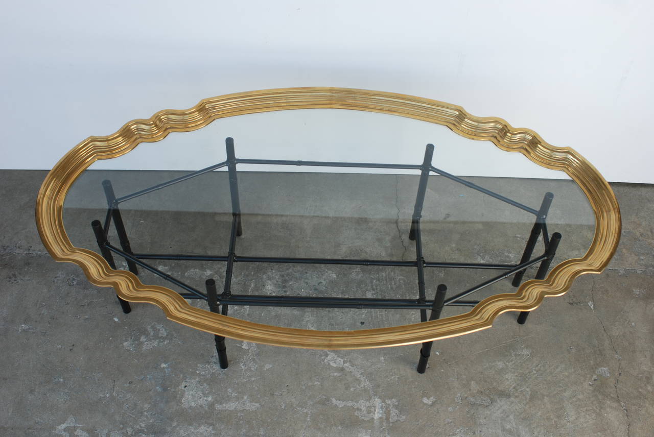 Brass and Glass Tray Coffee Table In Excellent Condition In Palm Springs, CA