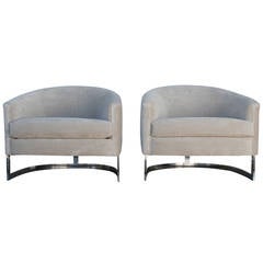 Milo Baughman Curved T-Back Club Chairs