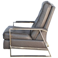 Baughman Grey Leather Recliner