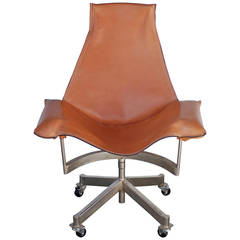 Max Gottschalk Industrial Leather and Steel Swivel Chair