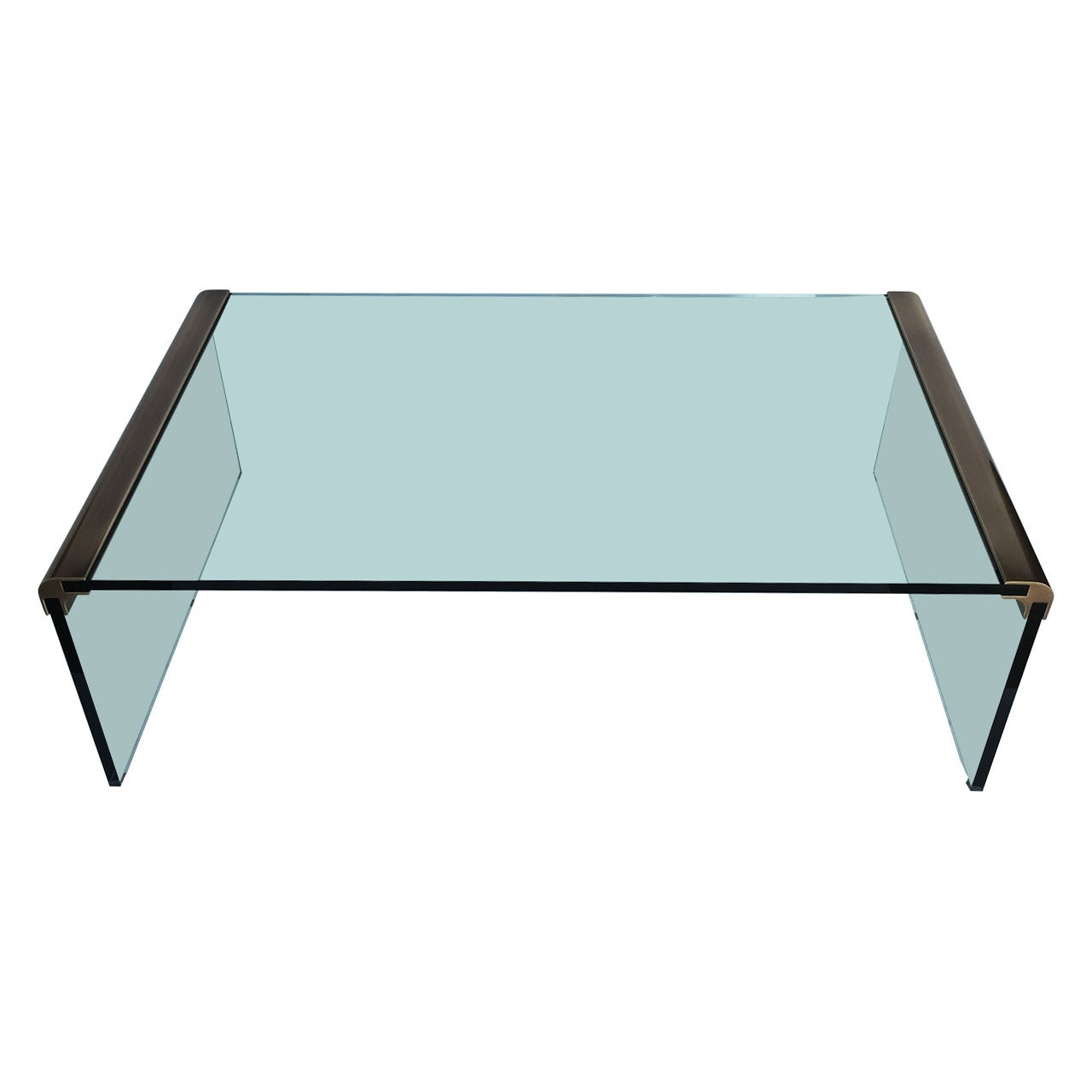 Burnished Brass and Glass Waterfall Coffee Table by Pace