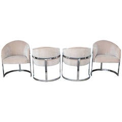 Set of Four Milo Baughman Curved T-Back Dining Chairs