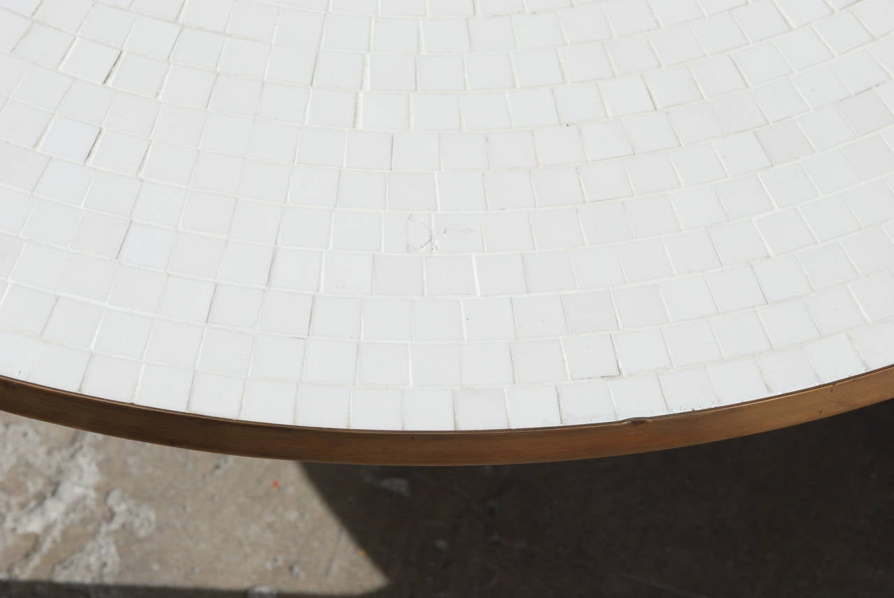 Round Brass and White Mosaic Coffee Table 4