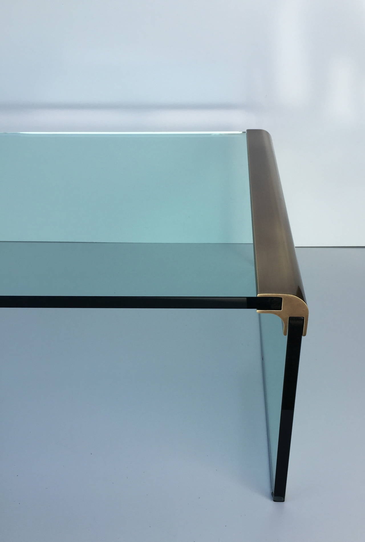 Burnished Brass and Glass Waterfall Coffee Table by Pace 4
