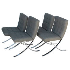 Set of Four 1970s Chrome and Charcoal Grey Dining Chairs 11