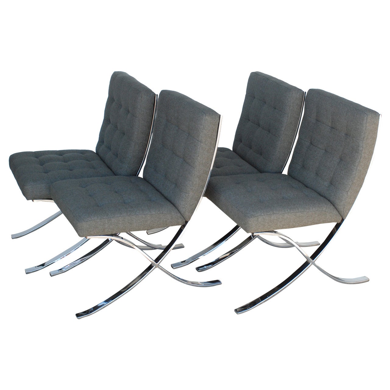 Set of Four 1970s Chrome and Charcoal Grey Dining Chairs For Sale