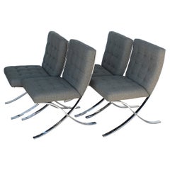 Set of Four 1970s Chrome and Charcoal Grey Dining Chairs