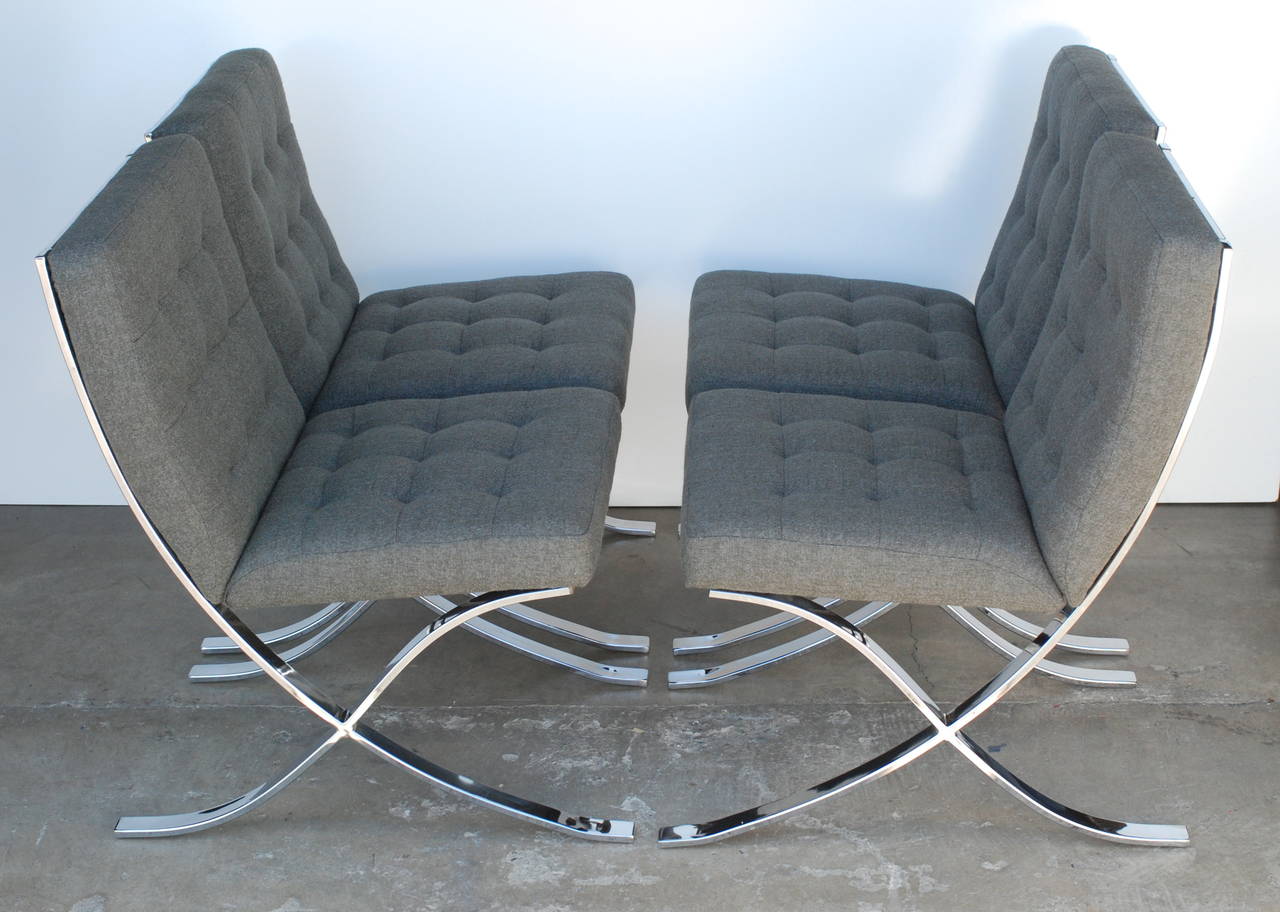 Set of Four 1970s Chrome and Charcoal Grey Dining Chairs In Good Condition For Sale In Palm Springs, CA