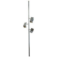 1970s Sonneman Style Chrome Tension Pole Floor Lamp