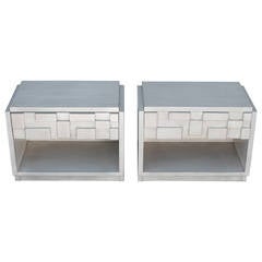 Pair of Lane Cubist Nightstands in Driftwood Finish