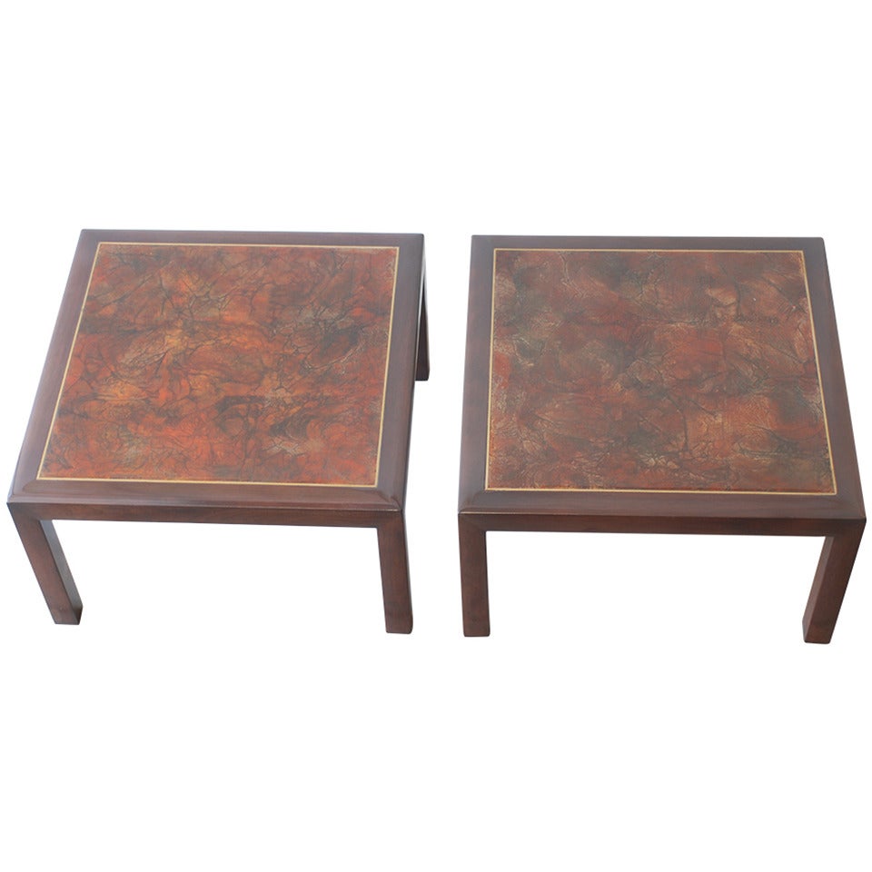 Pair of Low Slung Monteverdi Young Style Side Tables For Sale