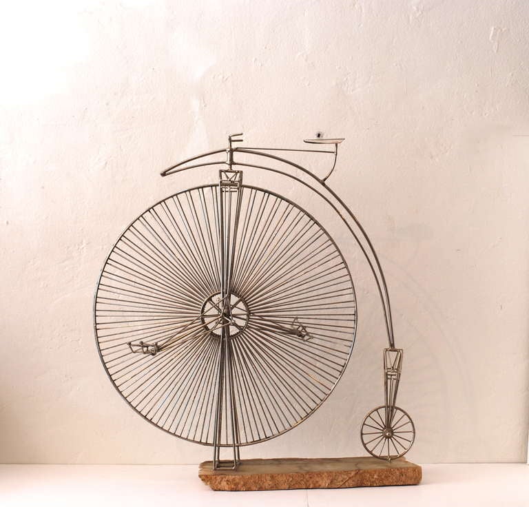 Mid-Century Modern Penny Farthing Bicycle Sculpture In The Style Of Curtis Jere